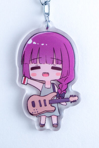 Close up of acrylic Keychain featuring Kikuri from Bocchi the Rock!